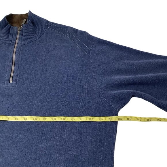 Tommy Bahama 1/4 Zip Blue Brown Reversible Sweater Adult Size XL Mock Neck - Picture 5 of 8